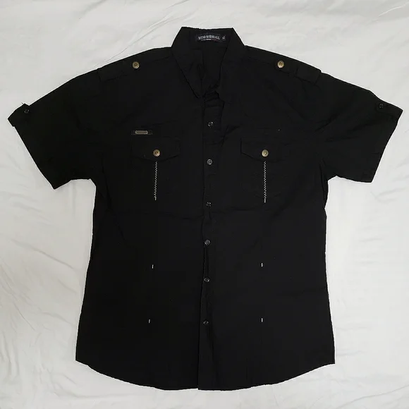 Fredd Marshall Shirts | Fredd Marshall (Mens) Short Sleeve (Black) Dress Shirt Size(Xl) | Color: Black | Size: Xl | Macz3590's Closet